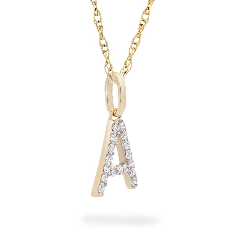 Main Image 2 of Previously Owned - 1/10 CT. T.W. Diamond "A" Initial Pendant in 10K Gold