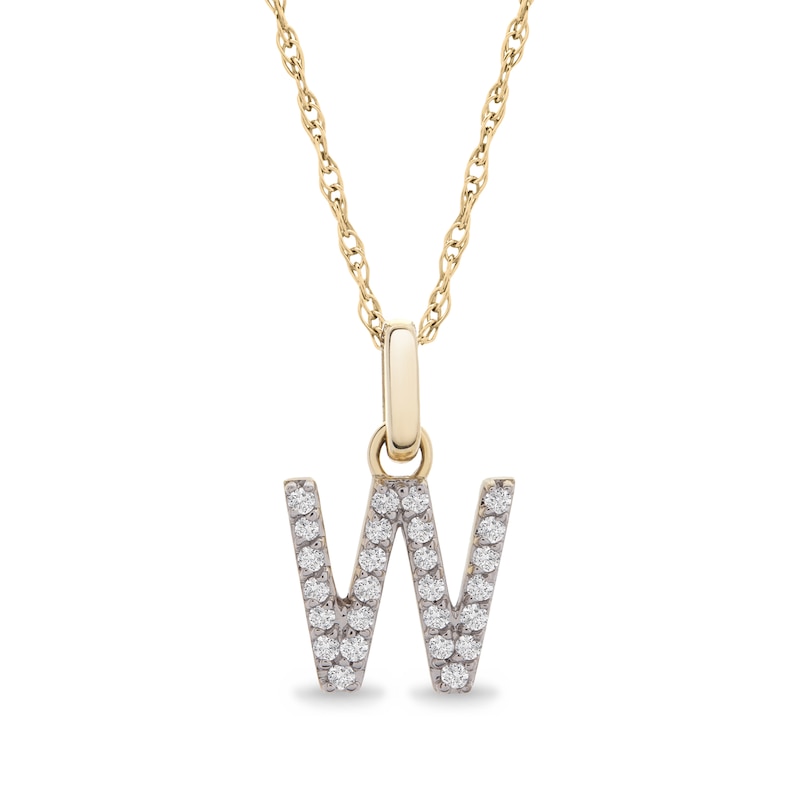 Main Image 1 of Previously Owned - 1/10 CT. T.W. Diamond "W" Initial Pendant in 10K Gold