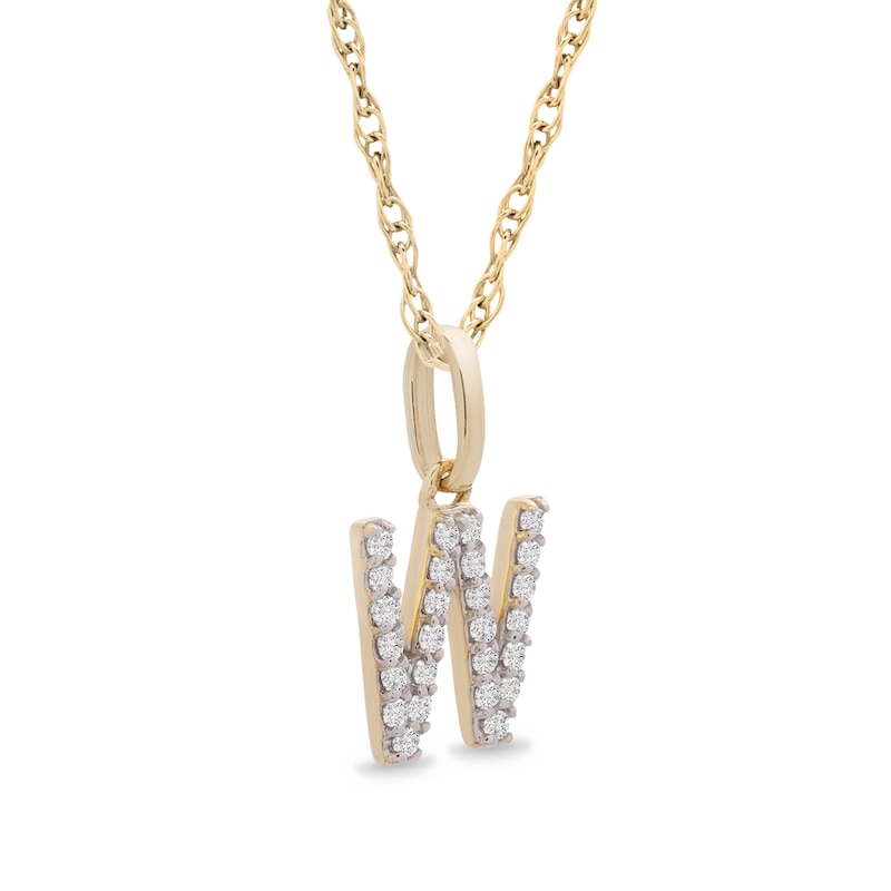 Main Image 2 of Previously Owned - 1/10 CT. T.W. Diamond "W" Initial Pendant in 10K Gold