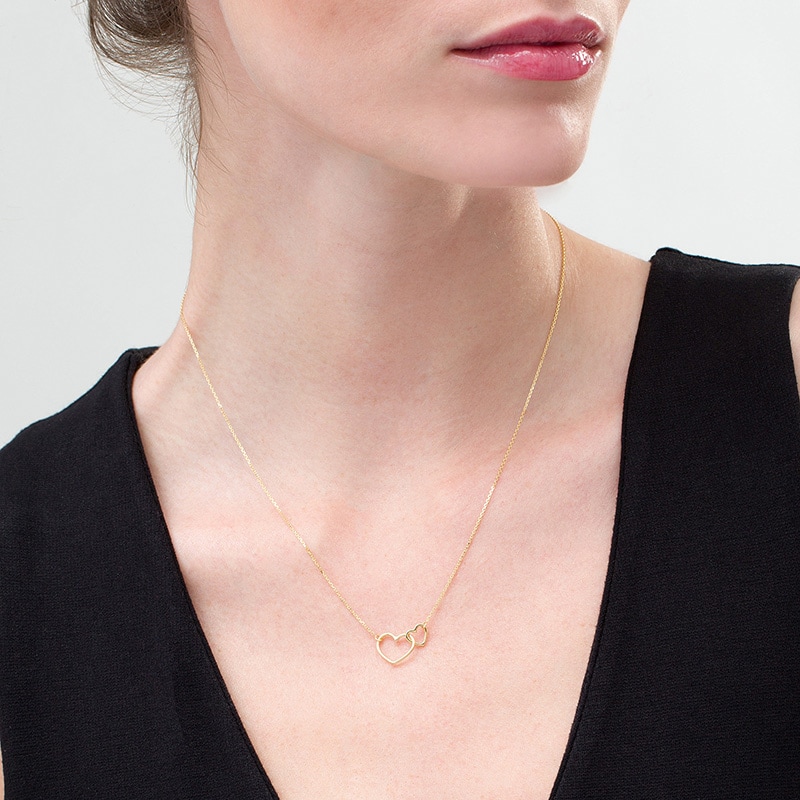 Main Image 2 of Previously Owned - Interlocking Hearts Necklace in 14K Gold