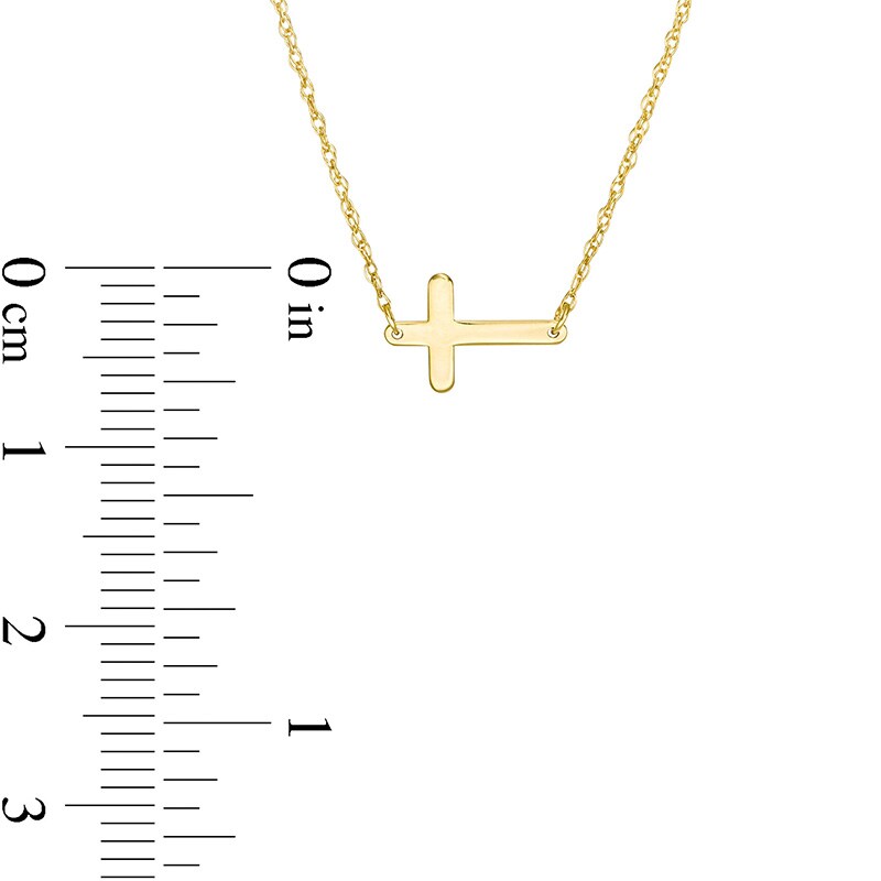 Main Image 3 of Previously Owned - Sideways Mini Cross Necklace in 14K Gold