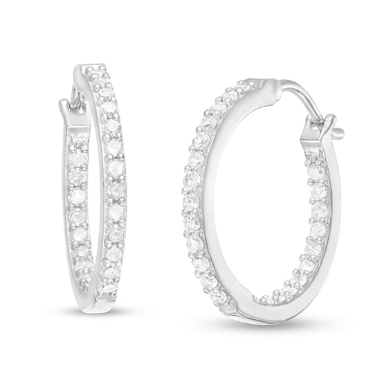 Previously Owned - 1/2 CT. T.w. Diamond Inside-Out Hoop Earrings in Sterling Silver