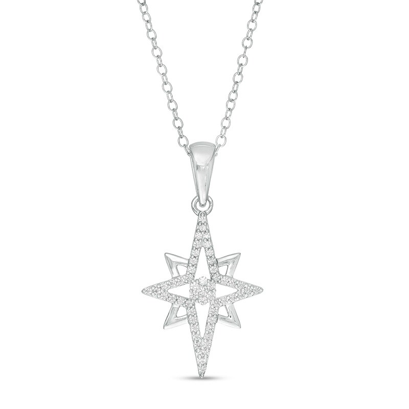 Previously Owned - 1/5 CT. T.W. Diamond North Star Pendant in Sterling ...