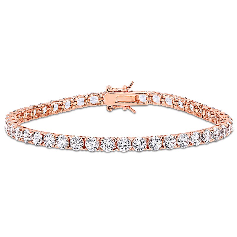 Main Image 1 of Previously Owned - 4.0mm Lab-Created White Sapphire Tennis Bracelet in Sterling Silver with Rose Rhodium - 7.25"