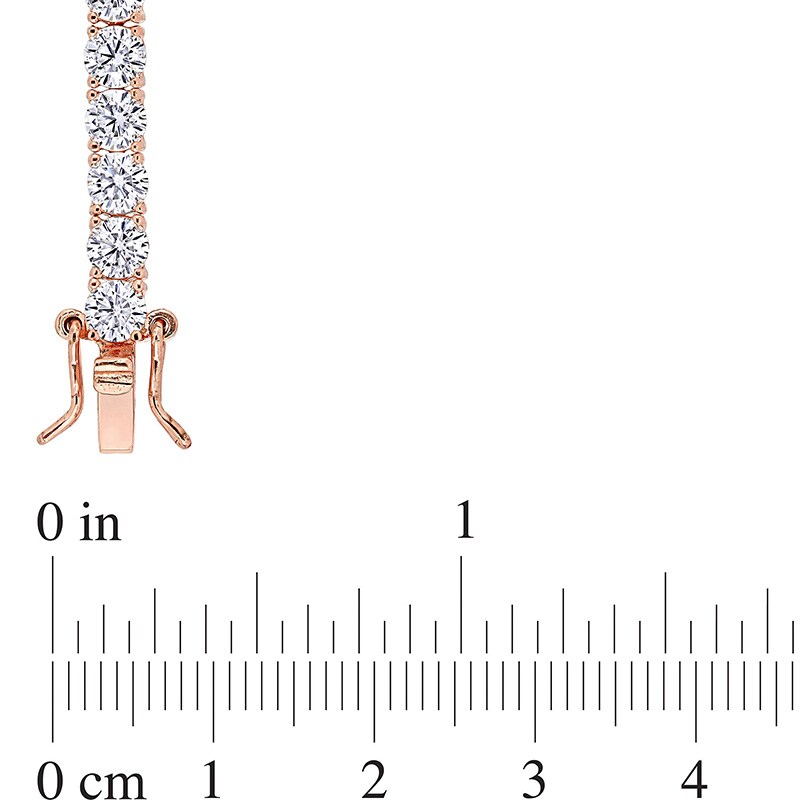 Main Image 3 of Previously Owned - 4.0mm Lab-Created White Sapphire Tennis Bracelet in Sterling Silver with Rose Rhodium - 7.25"
