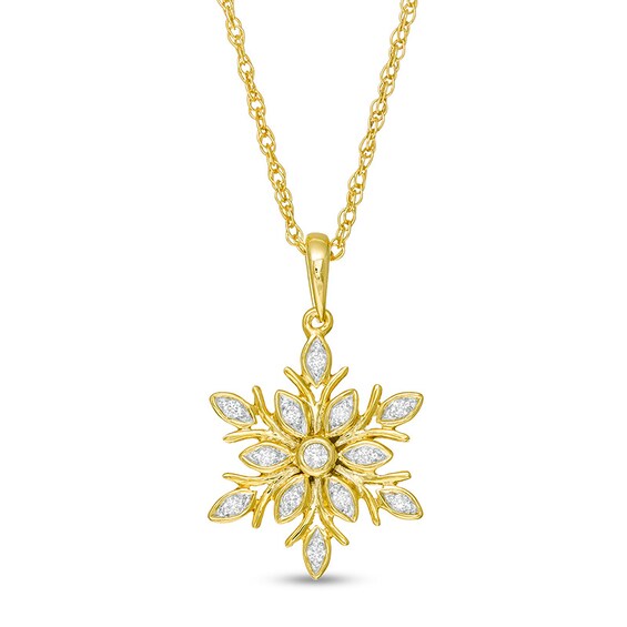 Previously Owned - 1/15 CT. T.w. Diamond Snowflake Pendant in Sterling Silver with 14K Gold Plate