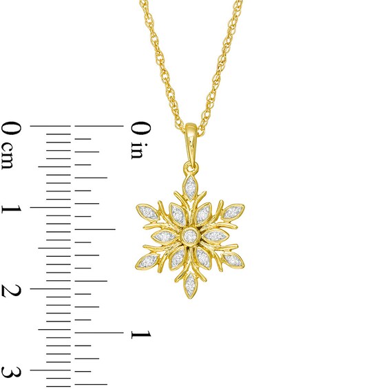 Previously Owned - 1/15 CT. T.w. Diamond Snowflake Pendant in Sterling Silver with 14K Gold Plate