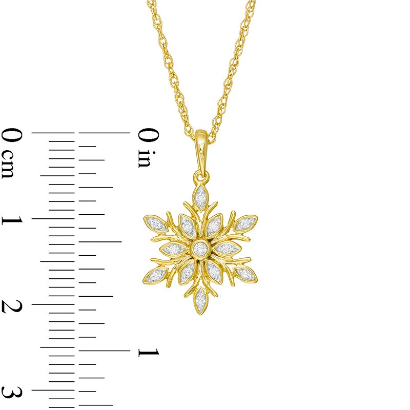 Main Image 2 of Previously Owned - 1/15 CT. T.W. Diamond Snowflake Pendant in Sterling Silver with 14K Gold Plate