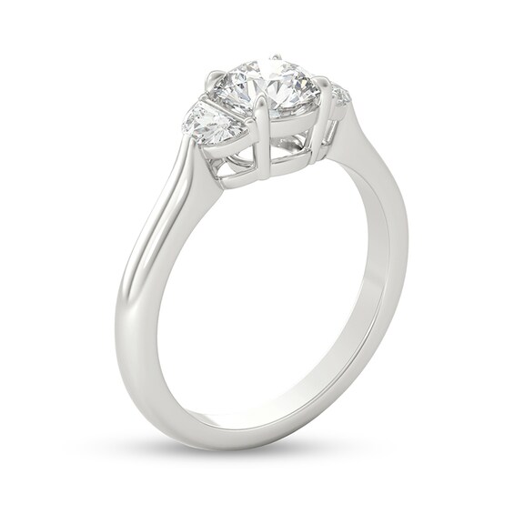 Previously Owned - 1 CT. T.w. Half-Moon-Shaped and Round Diamond Three Stone Engagement Ring in Platinum