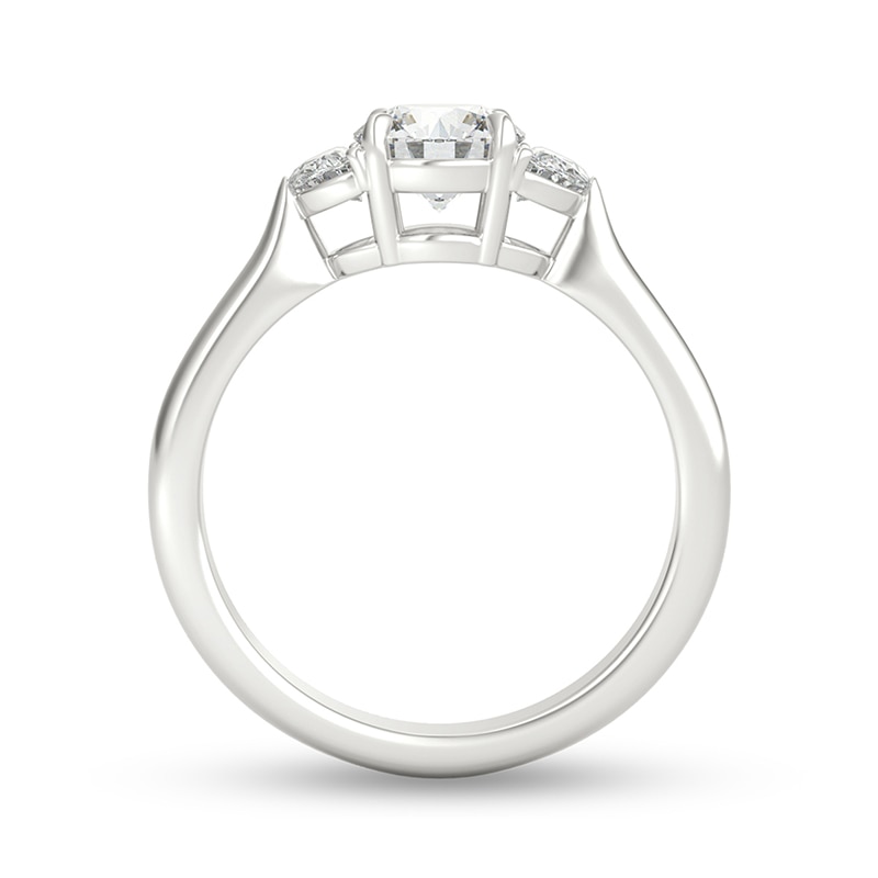Main Image 3 of Previously Owned - 1 CT. T.W. Half-Moon-Shaped and Round Diamond Three Stone Engagement Ring in Platinum