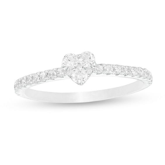 Previously Owned - 3/8 CT. T.w. Composite Heart Diamond Engagement Ring in 10K White Gold