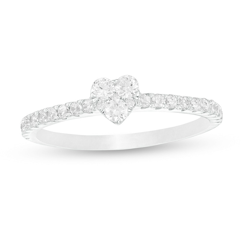 Main Image 1 of Previously Owned - 3/8 CT. T.W. Composite Heart Diamond Engagement Ring in 10K White Gold