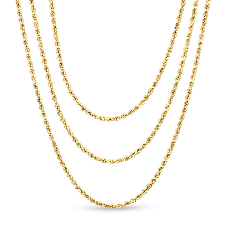 Main Image 1 of Previously Owned - 1.6mm Rope Chain Triple Strand Necklace in 14K Gold