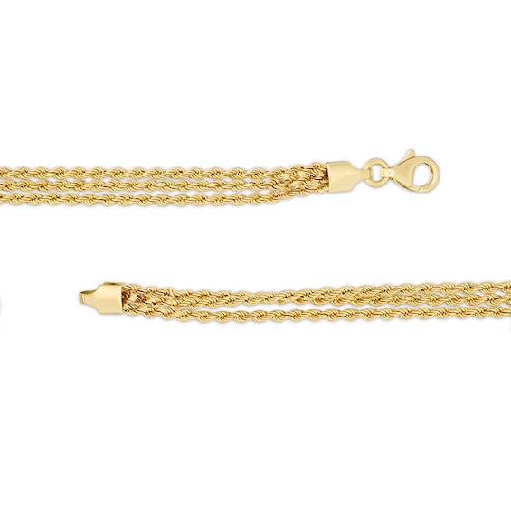 Previously Owned - 1.6mm Rope Chain Triple Strand Necklace in 14K Gold