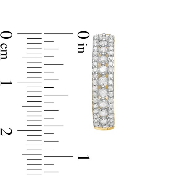 Previously Owned - 1 CT. T.w. Diamond Triple Row Hoop Earrings in 10K Gold