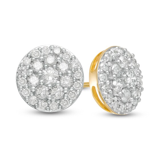 Previously Owned - 1 CT. T.w. Composite Diamond Circle Stud Earrings in 10K Gold