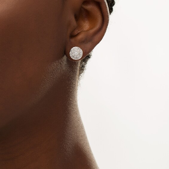 Previously Owned - 1 CT. T.w. Composite Diamond Circle Stud Earrings in 10K Gold