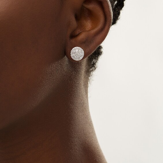 Previously Owned - 1 CT. T.w. Composite Diamond Circle Stud Earrings in 10K Rose Gold