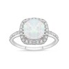 Thumbnail Image 1 of Previously Owned - 9.0mm Cushion-Cut Lab-Created Opal and White Sapphire Frame Ring in Sterling Silver