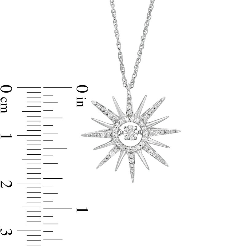 Main Image 3 of Previously Owned - 1/10 CT. T.W. Diamond Sunburst Pendant in Sterling Silver