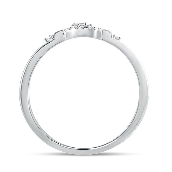 Previously Owned - 1/6 CT. T.w. Baguette and Round Diamond Contour Wedding Band in 10K White Gold