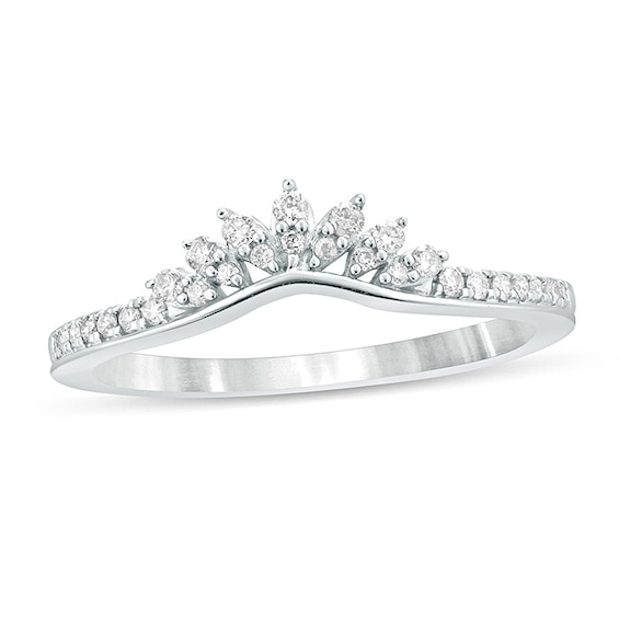 Previously Owned - 1/6 CT. T.w. Diamond Tiara Contour Wedding Band in 10K White Gold