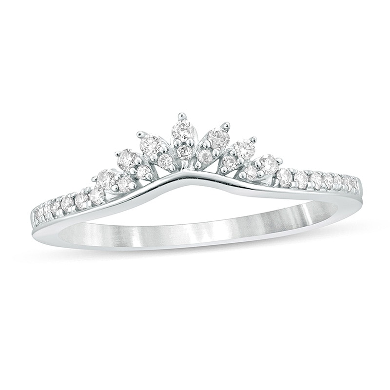 Main Image 1 of Previously Owned - 1/6 CT. T.W. Diamond Tiara Contour Wedding Band in 10K White Gold