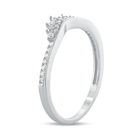 Previously Owned - 1/6 CT. T.w. Diamond Tiara Contour Wedding Band in 10K White Gold