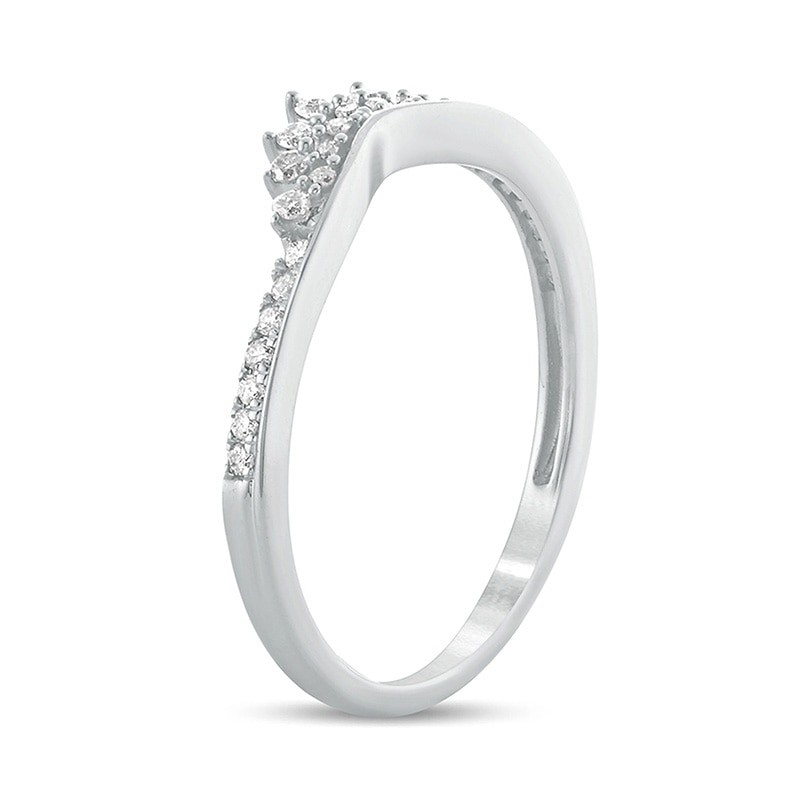 Main Image 2 of Previously Owned - 1/6 CT. T.W. Diamond Tiara Contour Wedding Band in 10K White Gold