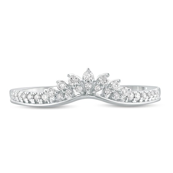 Previously Owned - 1/6 CT. T.w. Diamond Tiara Contour Wedding Band in 10K White Gold