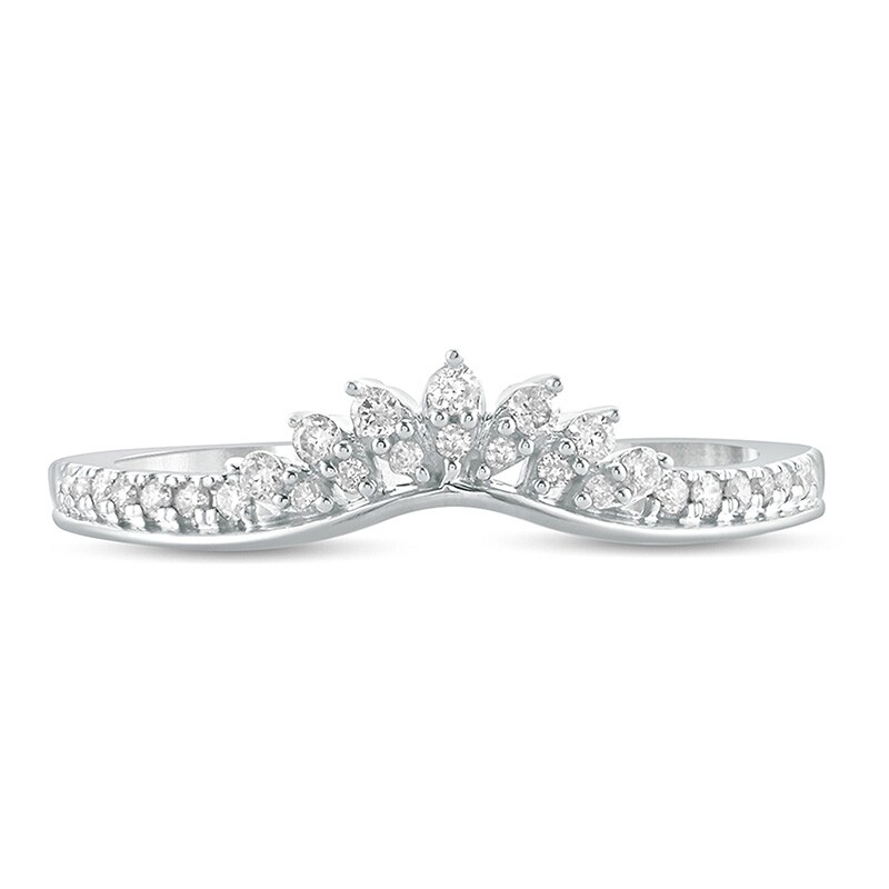 Main Image 3 of Previously Owned - 1/6 CT. T.W. Diamond Tiara Contour Wedding Band in 10K White Gold