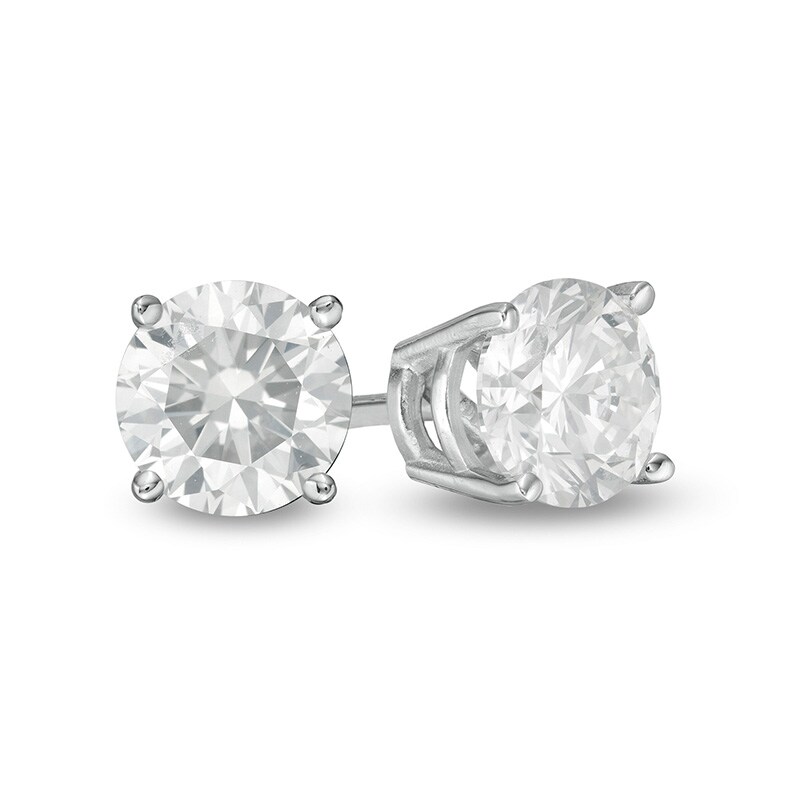 Main Image 1 of Previously Owned - 1 CT. T.W. Diamond Solitaire Stud Earrings in 10K White Gold
