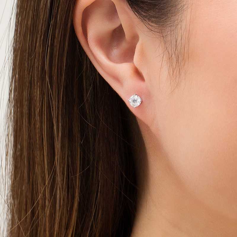 Main Image 2 of Previously Owned - 1 CT. T.W. Diamond Solitaire Stud Earrings in 10K White Gold