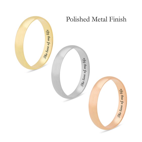 Previously Owned - 4.0mm Half-Round Engravable Wedding Band in 10K White, Yellow or Rose Gold (1 Line)