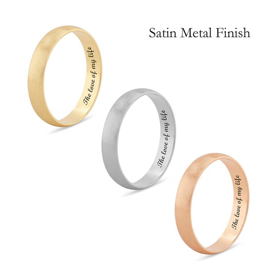 Previously Owned - 4.0mm Half-Round Engravable Wedding Band in 10K White, Yellow or Rose Gold (1 Line)