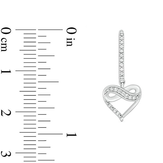 Previously Owned - 1/6 CT. T.w. Diamond Infinity Heart Drop Earrings in Sterling Silver