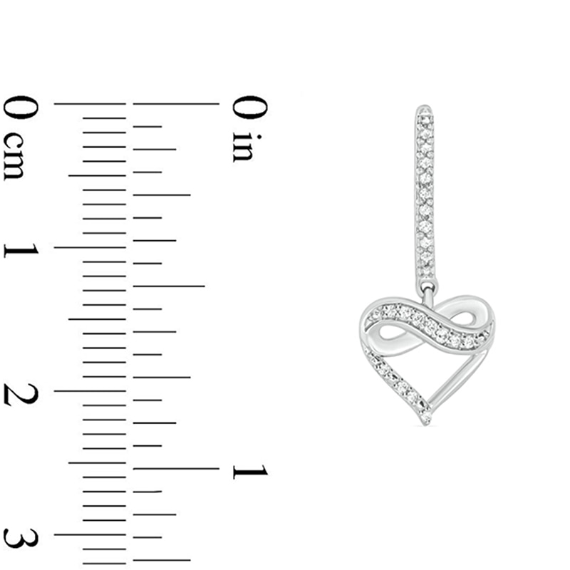 Main Image 2 of Previously Owned - 1/6 CT. T.W. Diamond Infinity Heart Drop Earrings in Sterling Silver
