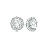 Thumbnail Image 1 of Previously Owned - White Lab-Created Sapphire and 1/10 CT. T.W. Diamond Vintage-Style Stud Earrings in 10K White Gold