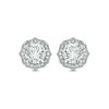 Thumbnail Image 2 of Previously Owned - White Lab-Created Sapphire and 1/10 CT. T.W. Diamond Vintage-Style Stud Earrings in 10K White Gold