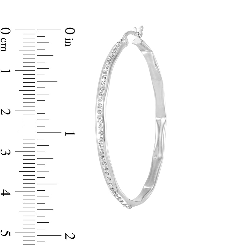 Main Image 3 of Previously Owned - Diamond Fascination™ Hoop Earrings in Sterling Silver with Platinum