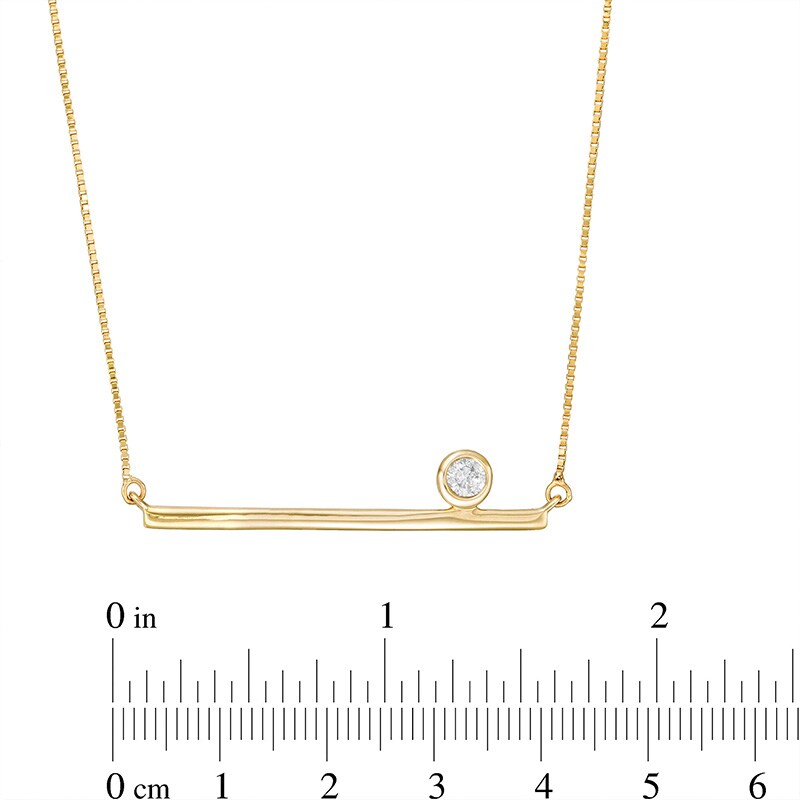 Main Image 2 of Previously Owned - Marilyn Monroe™ Collection 1/15 CT. Diamond Sideways Bar Necklace in 10K Gold - 16.5"