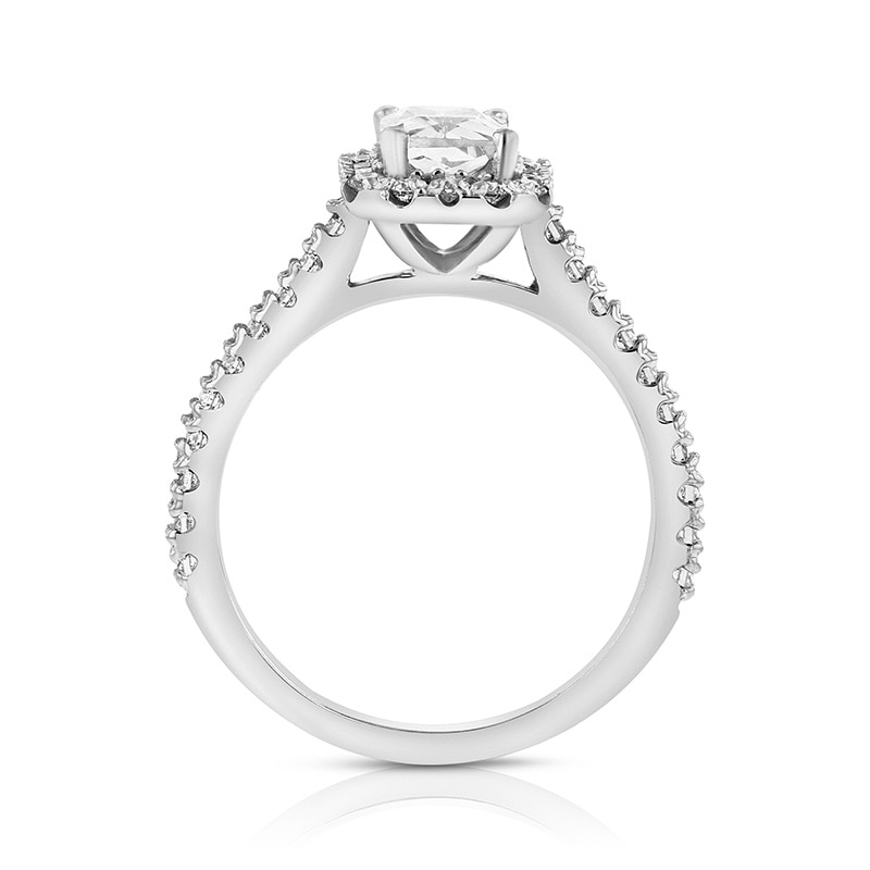 Main Image 3 of Previously Owned - 1-7/8 CT. T.W. Emerald-Cut Diamond Frame Engagement Ring in 14K White Gold