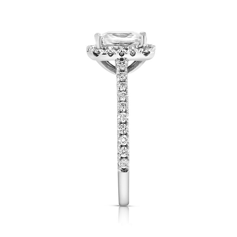 Main Image 4 of Previously Owned - 1-7/8 CT. T.W. Emerald-Cut Diamond Frame Engagement Ring in 14K White Gold