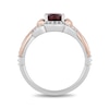 Thumbnail Image 3 of Previously Owned - Enchanted Disney Snow White Garnet and 1/6 CT. T.W. Diamond Ring in Sterling Silver/10K Rose Gold