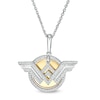 Thumbnail Image 1 of Previously Owned - Wonder Woman™ Collection 1/10 CT. T.W. Diamond Symbol Disc Pendant in Sterling Silver and 10K Gold