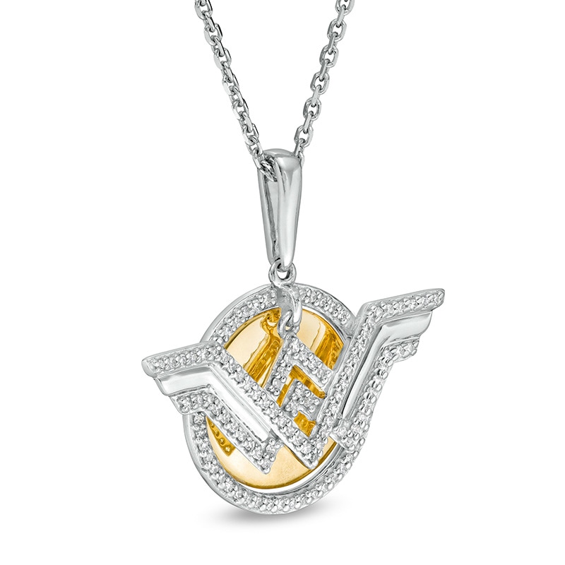 Main Image 3 of Previously Owned - Wonder Woman™ Collection 1/10 CT. T.W. Diamond Symbol Disc Pendant in Sterling Silver and 10K Gold