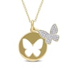 Thumbnail Image 1 of Previously Owned - 1/10 CT. T.W. Diamond Butterfly Cutout Disc Pendant in Sterling Silver with Yellow Rhodium