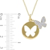 Thumbnail Image 3 of Previously Owned - 1/10 CT. T.W. Diamond Butterfly Cutout Disc Pendant in Sterling Silver with Yellow Rhodium