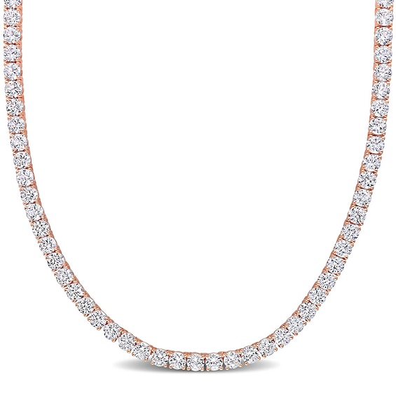 Previously Owned - 4.0mm Lab-Created White Sapphire Tennis Necklace in Sterling Silver with Rose Rhodium - 17"