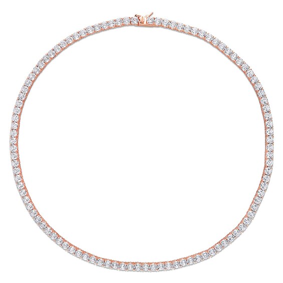 Previously Owned - 4.0mm Lab-Created White Sapphire Tennis Necklace in Sterling Silver with Rose Rhodium - 17"